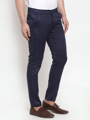 DesiQlo Men's Navy Solid Formal Trousers ( FGP 253Navy )