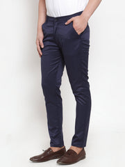 DesiQlo Men's Navy Solid Formal Trousers ( FGP 253Navy )