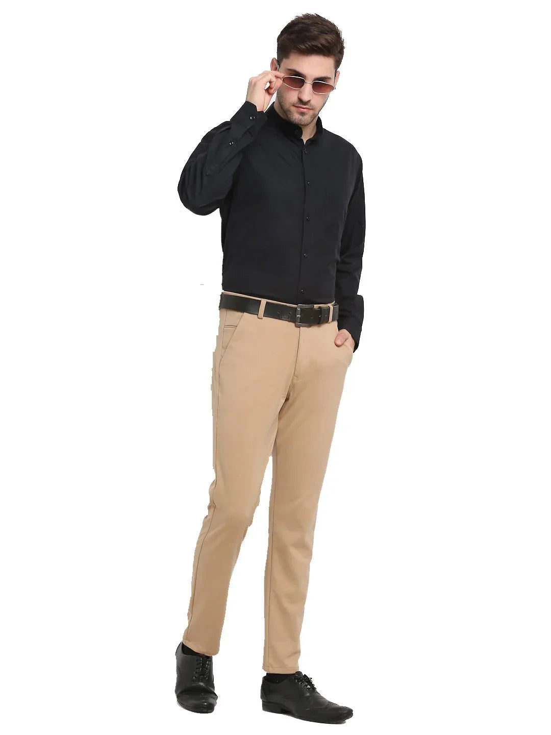 Brown Cotton Solid Jeans & Trousers for Men | DesiQlo India