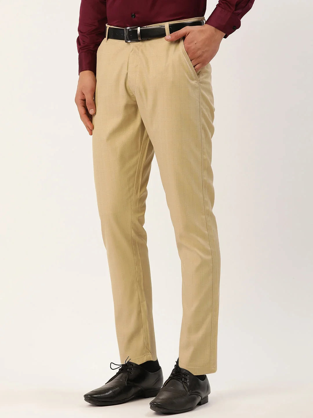 Indian Needle Men's Blue Formal Trousers