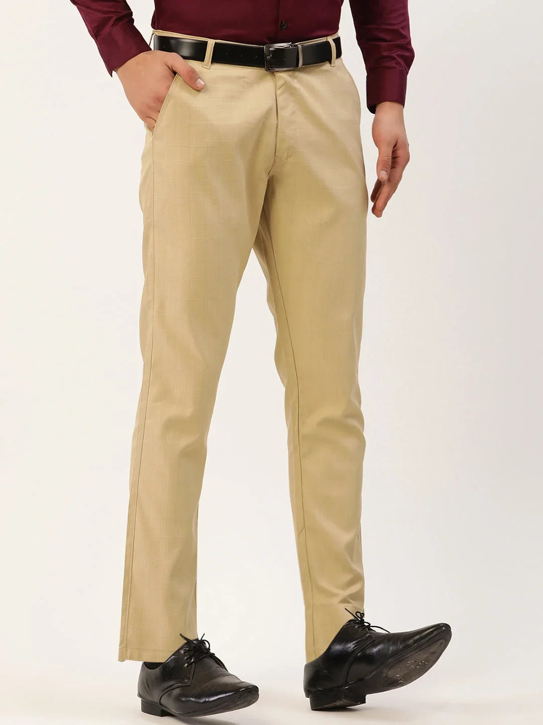 Indian Needle Men's Blue Formal Trousers