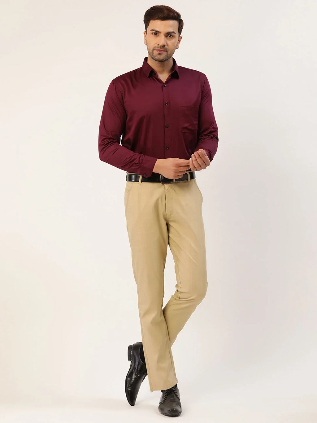 Indian Needle Men's Blue Formal Trousers