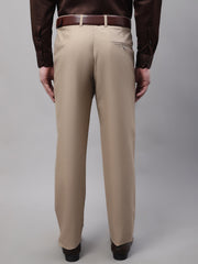 DesiQlo Men's Beige Tapered Fit Formal Trousers