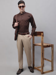 DesiQlo Men's Beige Tapered Fit Formal Trousers