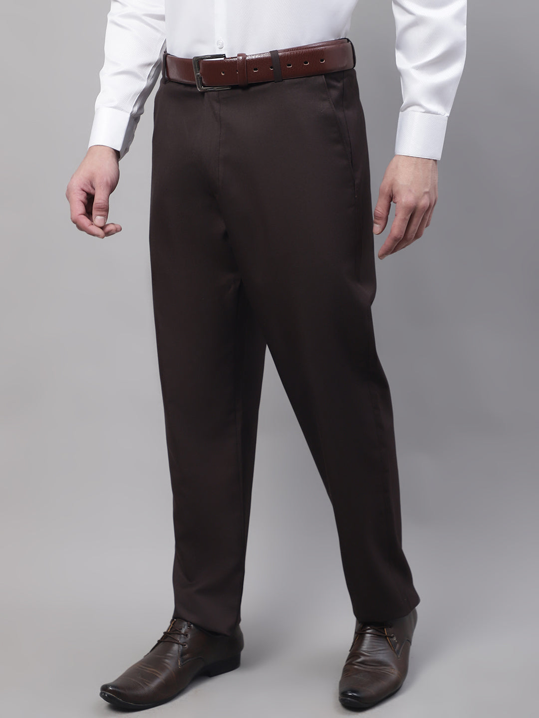 DesiQlo Men's Coffee Tapered Fit Formal Trousers