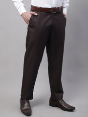 DesiQlo Men's Coffee Tapered Fit Formal Trousers