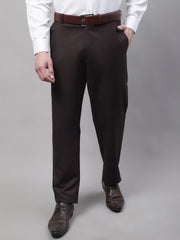 DesiQlo Men's Coffee Tapered Fit Formal Trousers