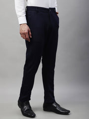 DesiQlo Men's Navy Blue Tapered Fit Formal Trousers