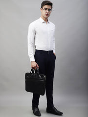 DesiQlo Men's Navy Blue Tapered Fit Formal Trousers