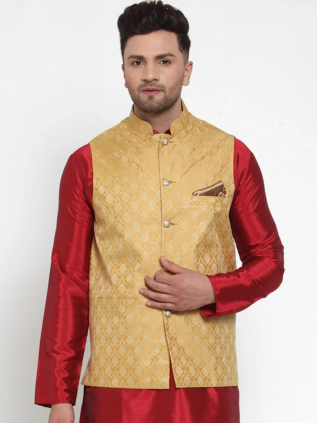 Gold Polyester Solid Indian Wear JOWC_4005Golden | DesiQlo