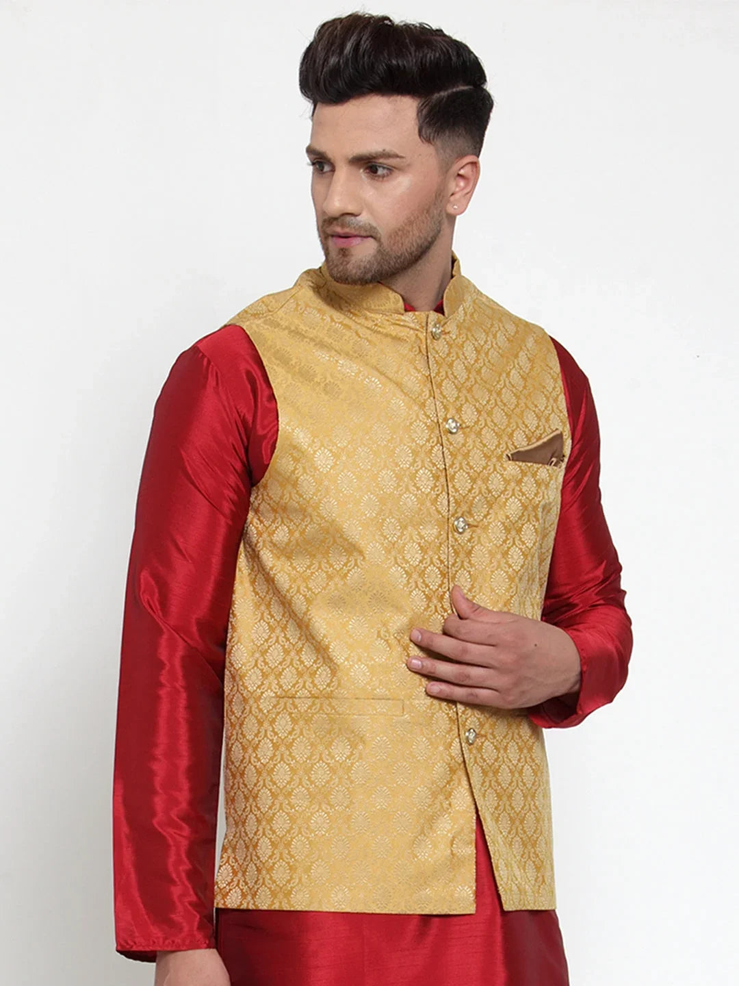 Gold Polyester Solid Indian Wear JOWC_4005Golden | DesiQlo