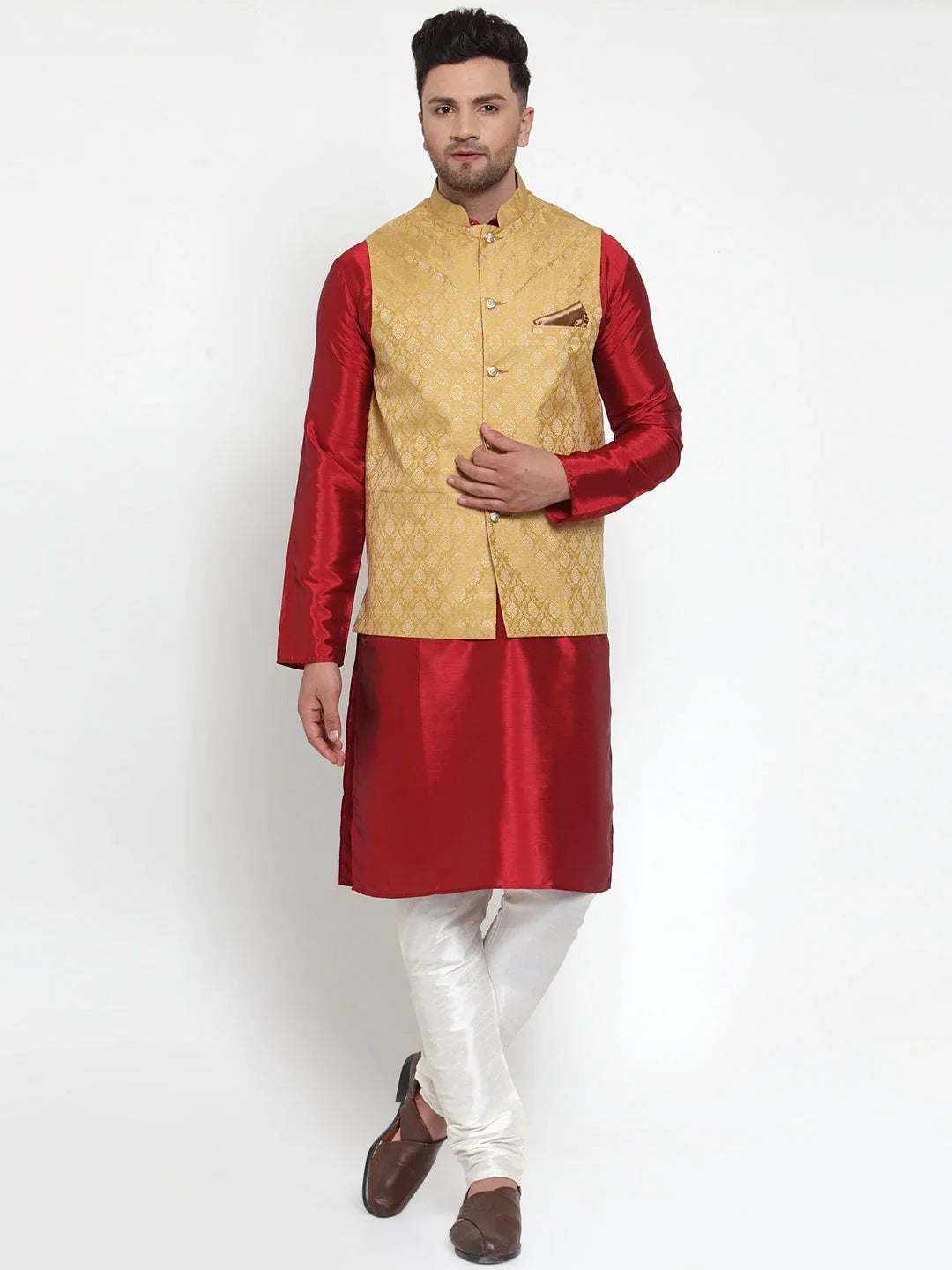 Gold Polyester Solid Indian Wear JOWC_4005Golden | DesiQlo
