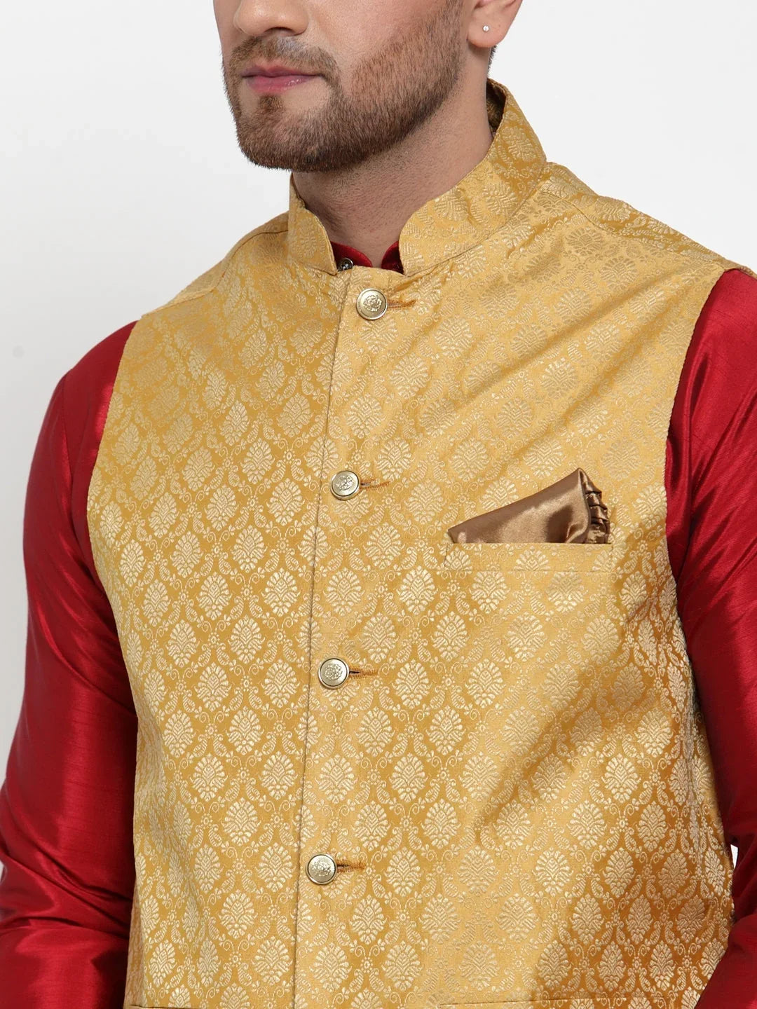 Gold Polyester Solid Indian Wear JOWC_4005Golden | DesiQlo
