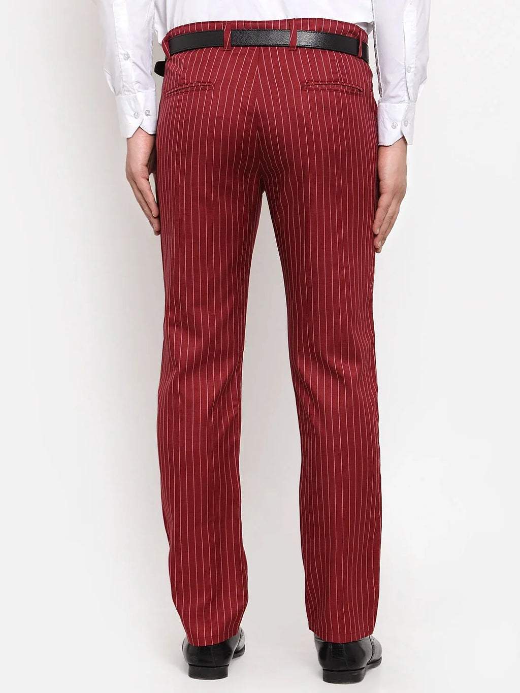 Jainish Men's Blue Tapered Fit Formal Trousers