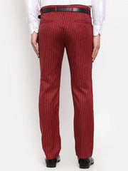 Jainish Men's Blue Tapered Fit Formal Trousers