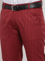 Jainish Men's Blue Tapered Fit Formal Trousers