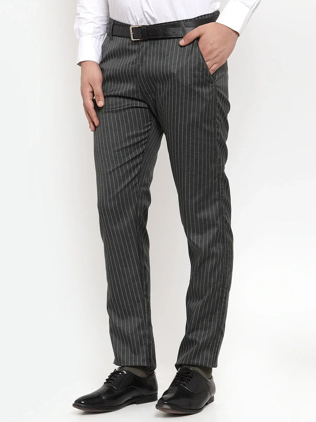 Jainish Men's Grey Solid Formal Trousers ( FGP 253Light-Grey )