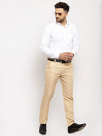 Indian Needle Men's Gold Cotton Polka Dots Formal Trousers