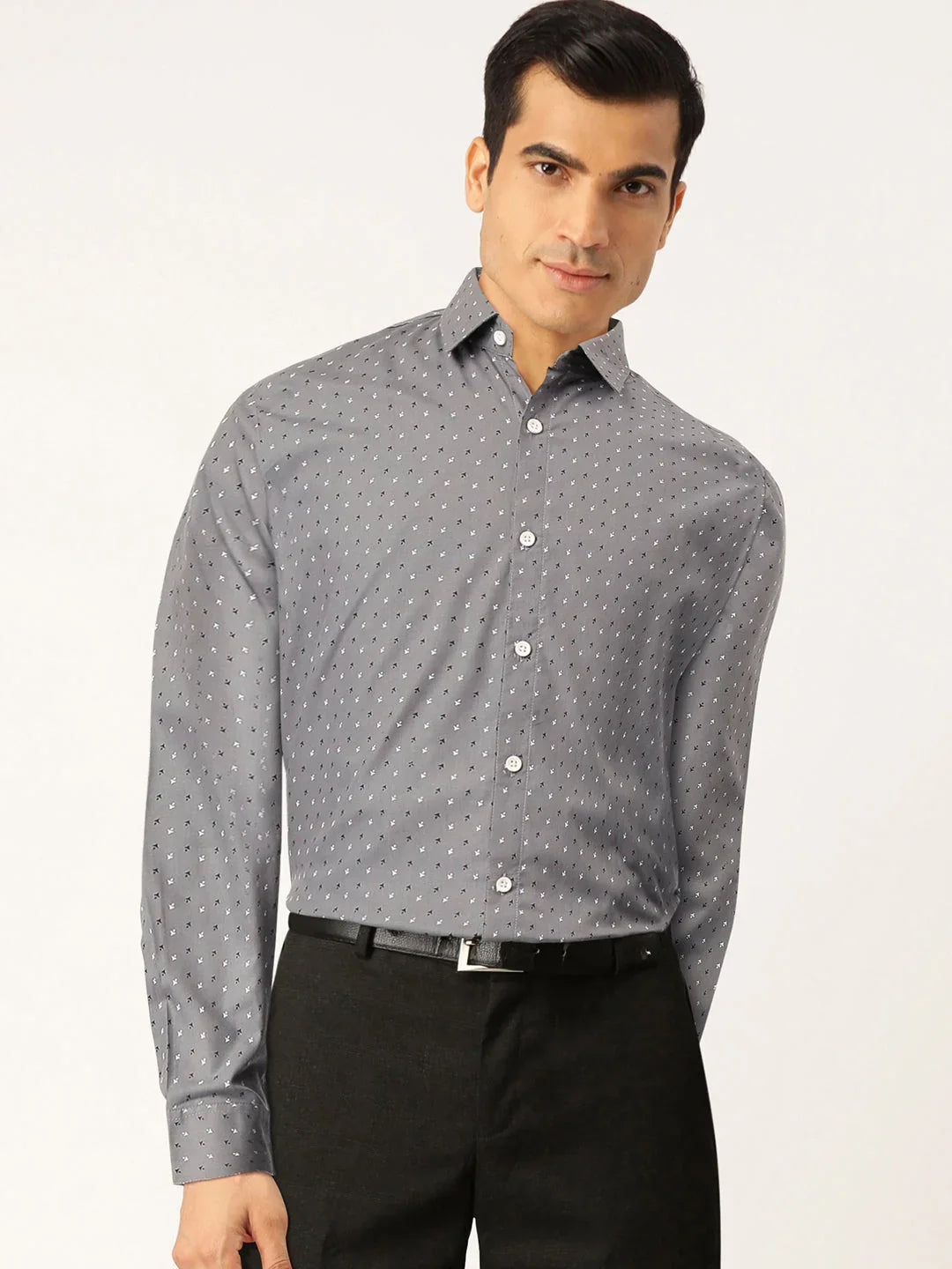 Grey Cotton Solid Shirts SF_716Grey | DesiQlo