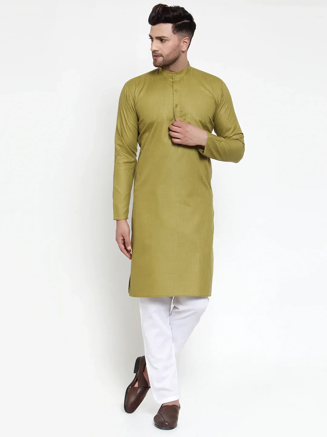 Green Cotton Solid Indian Wear for Men | DesiQlo India