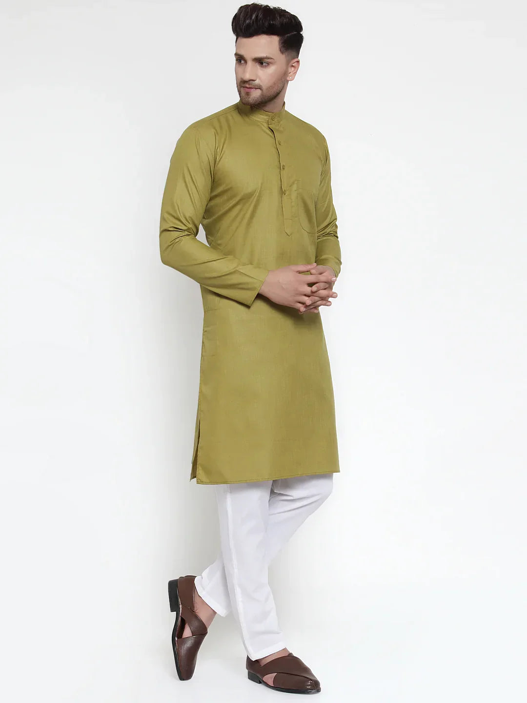 Green Cotton Solid Indian Wear for Men | DesiQlo India