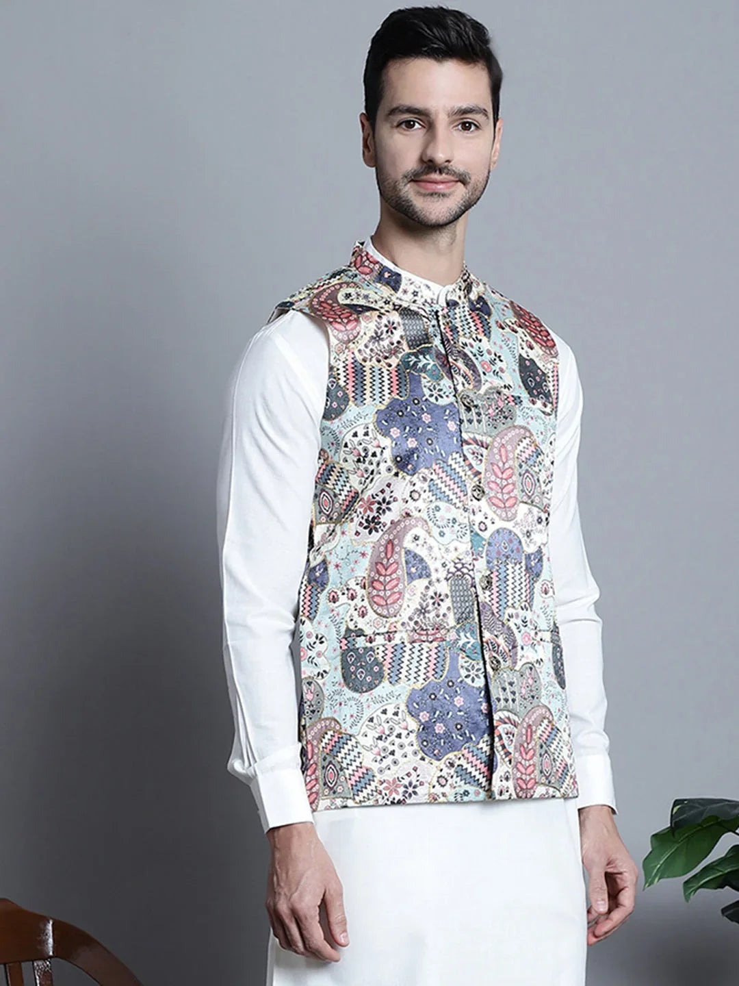 Blue Silk Solid Indian Wear JOWC_4086Blue | DesiQlo