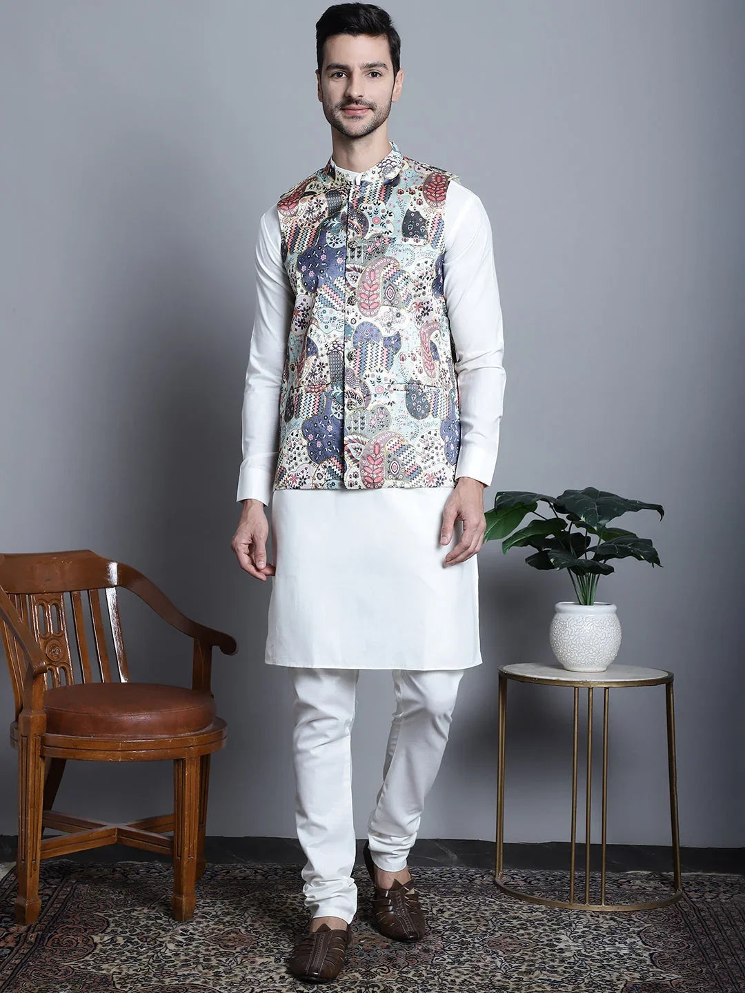 Blue Silk Solid Indian Wear JOWC_4086Blue | DesiQlo
