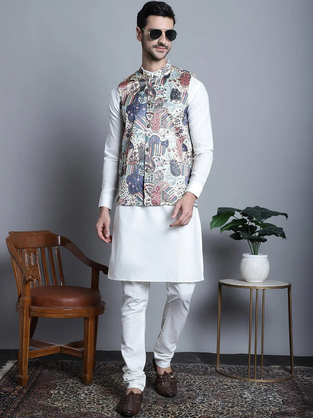 Blue Silk Solid Indian Wear JOWC_4086Blue | DesiQlo