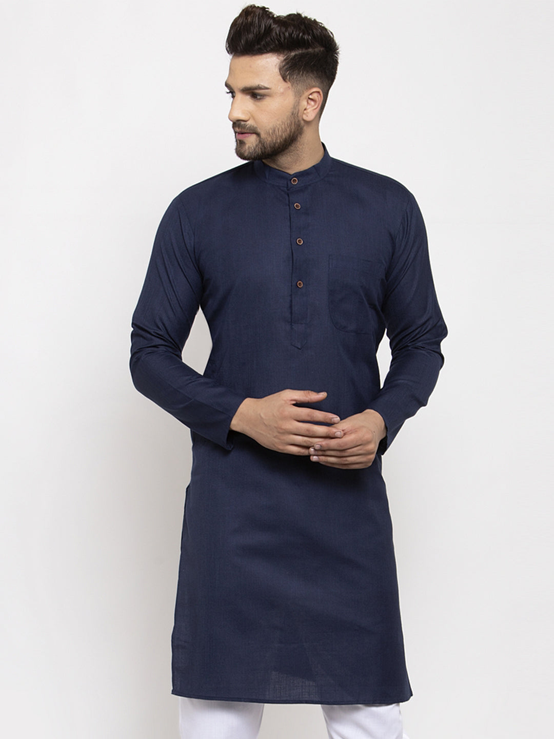 Blue Cotton Solid Indian Wear KO_532Navy | DesiQlo