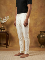 Men Pack of 2 Solid Dupion Silk Pyjamas ( JOCPJ 003Off-White Pack-2 )