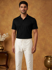 Men Pack of 2 Solid Dupion Silk Pyjamas ( JOCPJ 003Off-White Pack-2 )