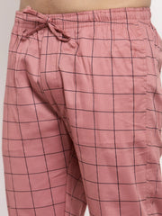 Indian Needle Men's Peach Checked Cotton Track Pants