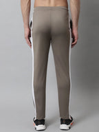 Men's Brown and White Striped Streachable Lycra Trackpants