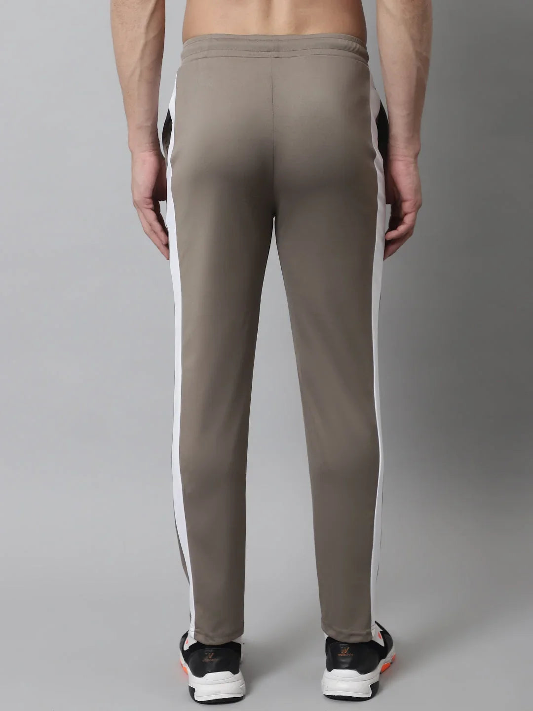 Men's Brown and White Striped Streachable Lycra Trackpants