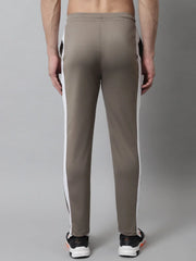 Men's Brown and White Striped Streachable Lycra Trackpants
