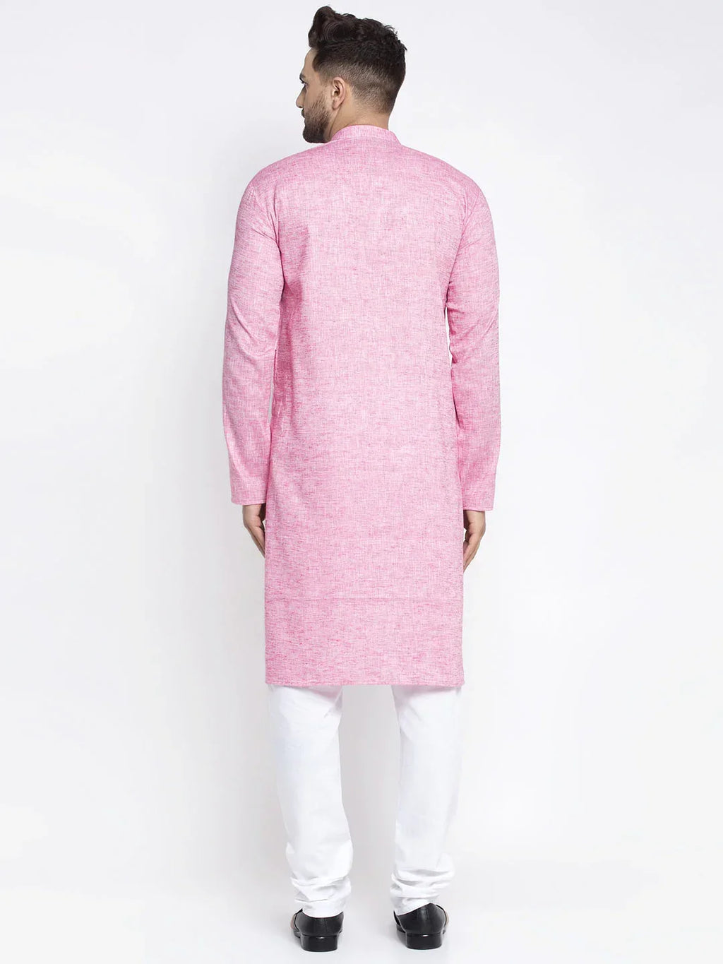 Men Pink & White Self Design Kurta with Pyjamas ( JOKP 638 Pink )-JOKP-638