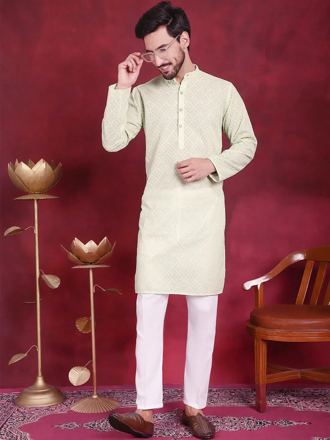Pista Polyester Printed Indian Wear for Men | DesiQlo India