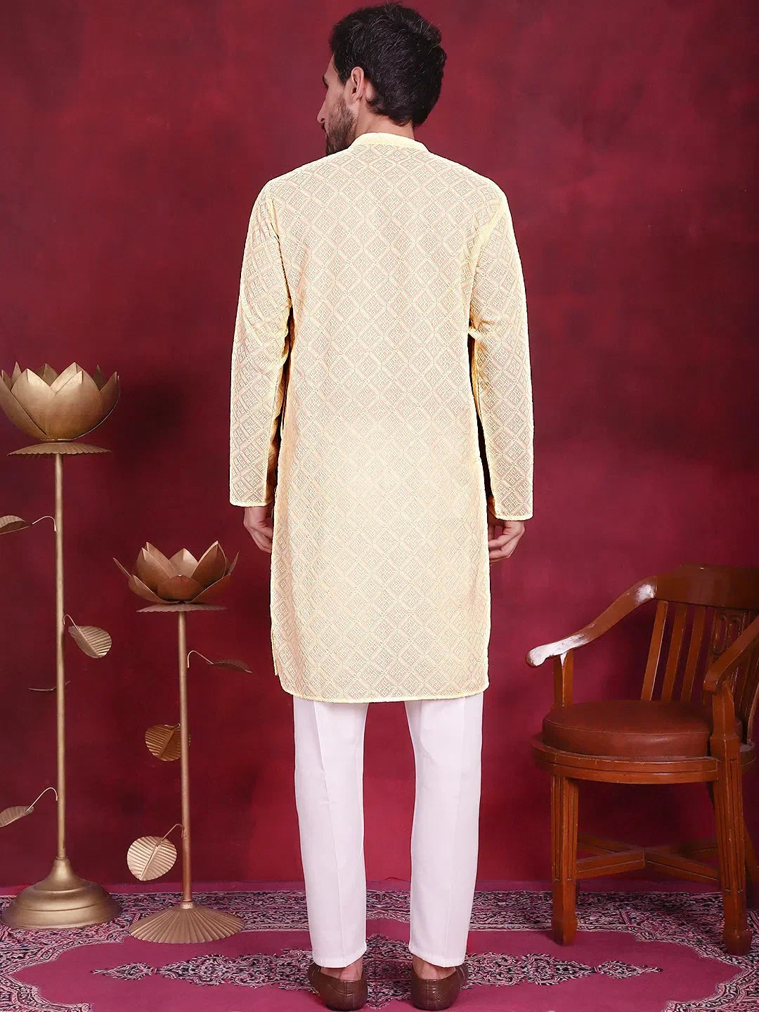 Yellow Polyester Printed Indian Wear for Men | DesiQlo India