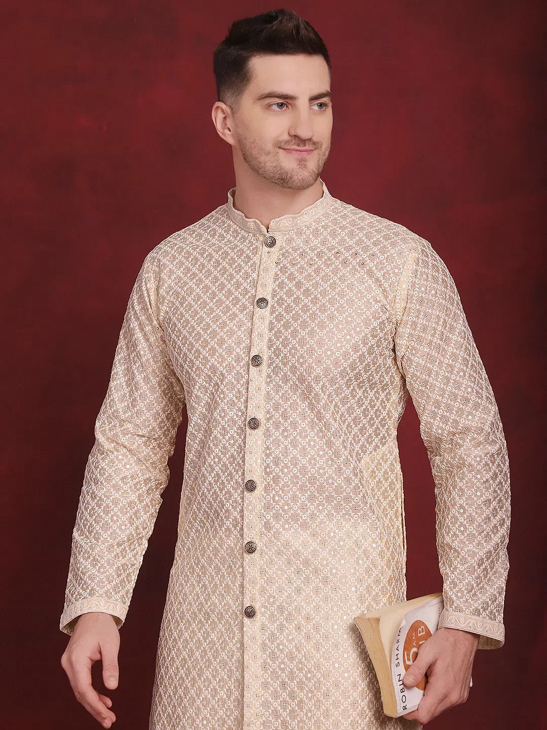 Golden Polyester Embroidered Indian Wear for Men | DesiQlo India