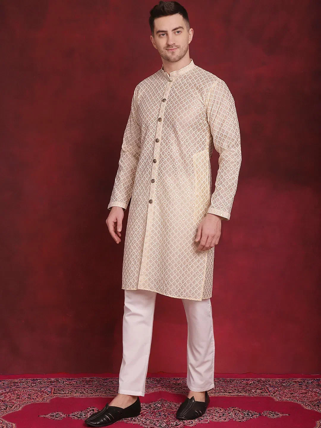 Golden Polyester Embroidered Indian Wear for Men | DesiQlo India