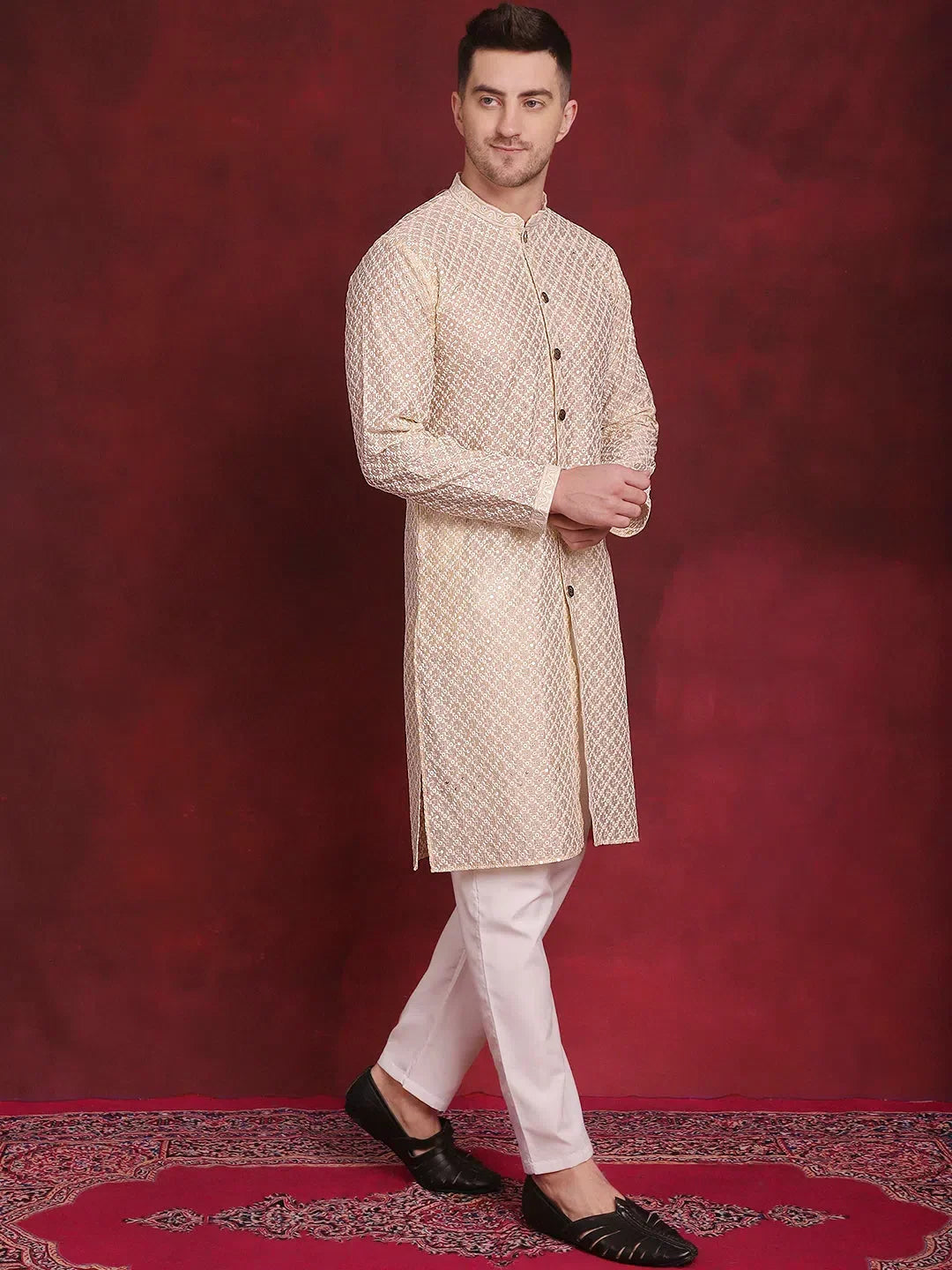 Golden Polyester Embroidered Indian Wear for Men | DesiQlo India