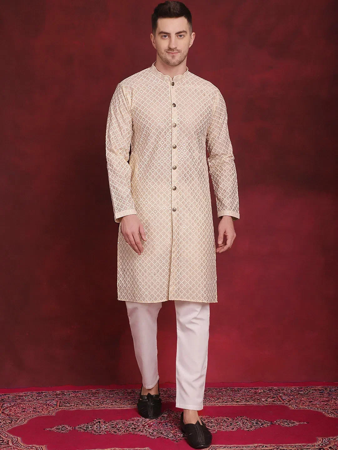 Golden Polyester Embroidered Indian Wear for Men | DesiQlo India