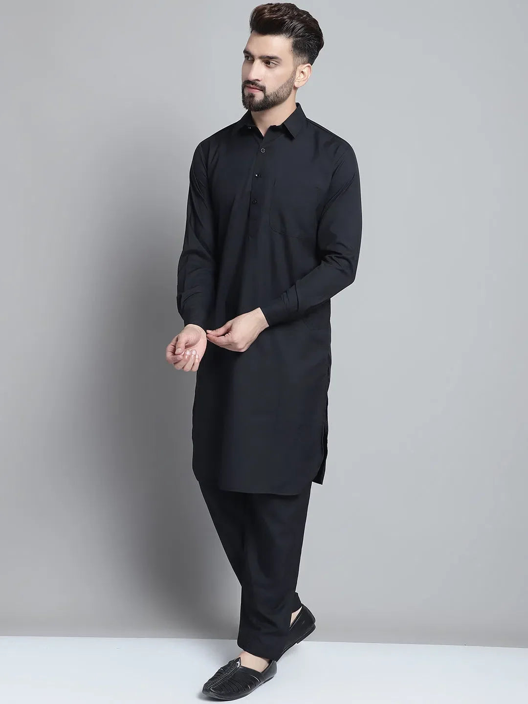 Black Cotton Solid Indian Wear JOKP_696Black | DesiQlo