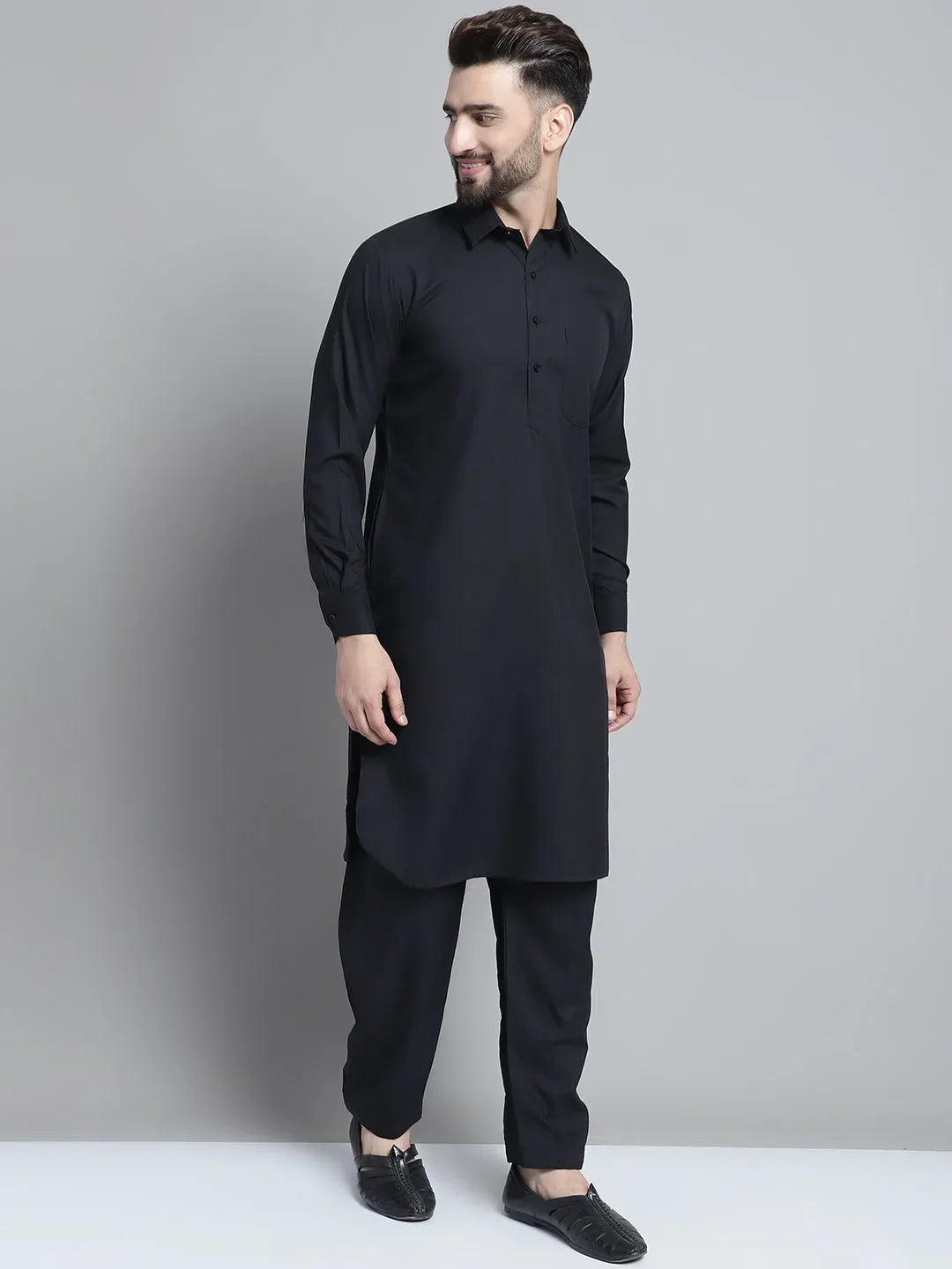 Black Cotton Solid Indian Wear JOKP_696Black | DesiQlo