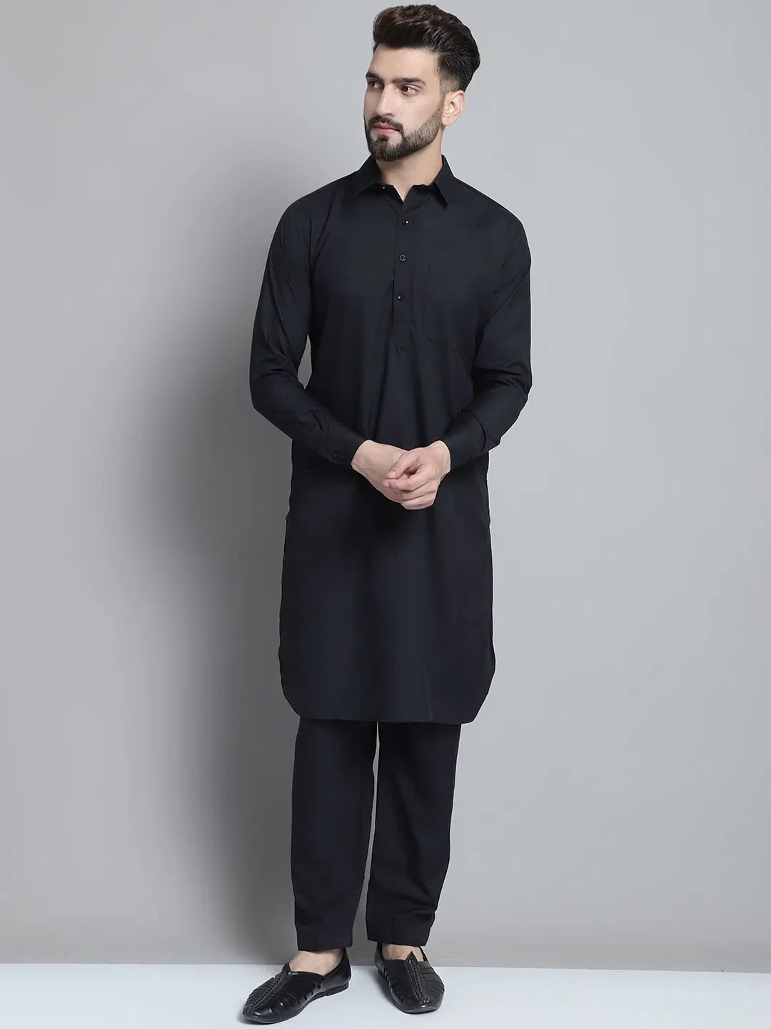 Black Cotton Solid Indian Wear JOKP_696Black | DesiQlo