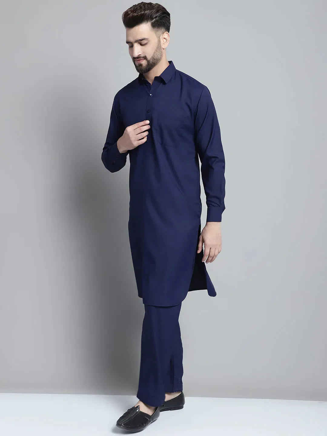 Navy Cotton Solid Indian Wear for Men | DesiQlo India
