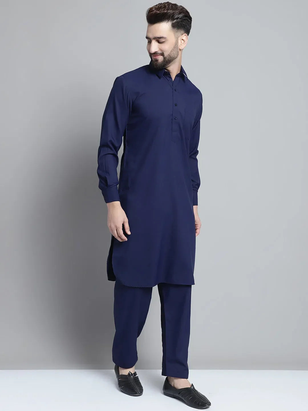 Navy Cotton Solid Indian Wear for Men | DesiQlo India