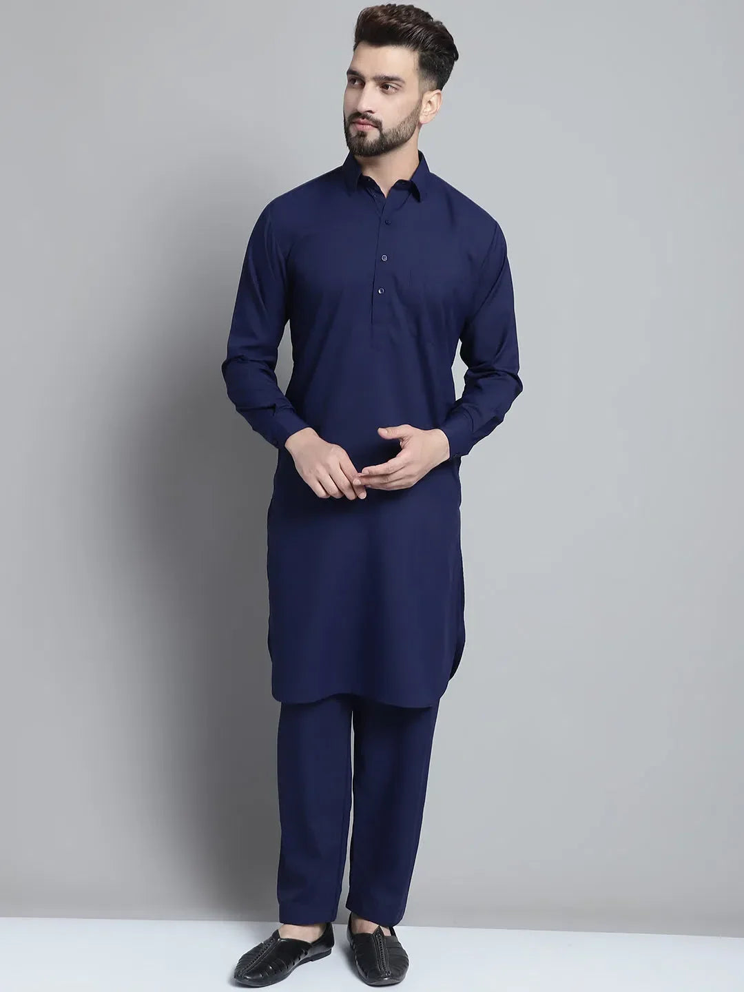 Navy Cotton Solid Indian Wear for Men | DesiQlo India