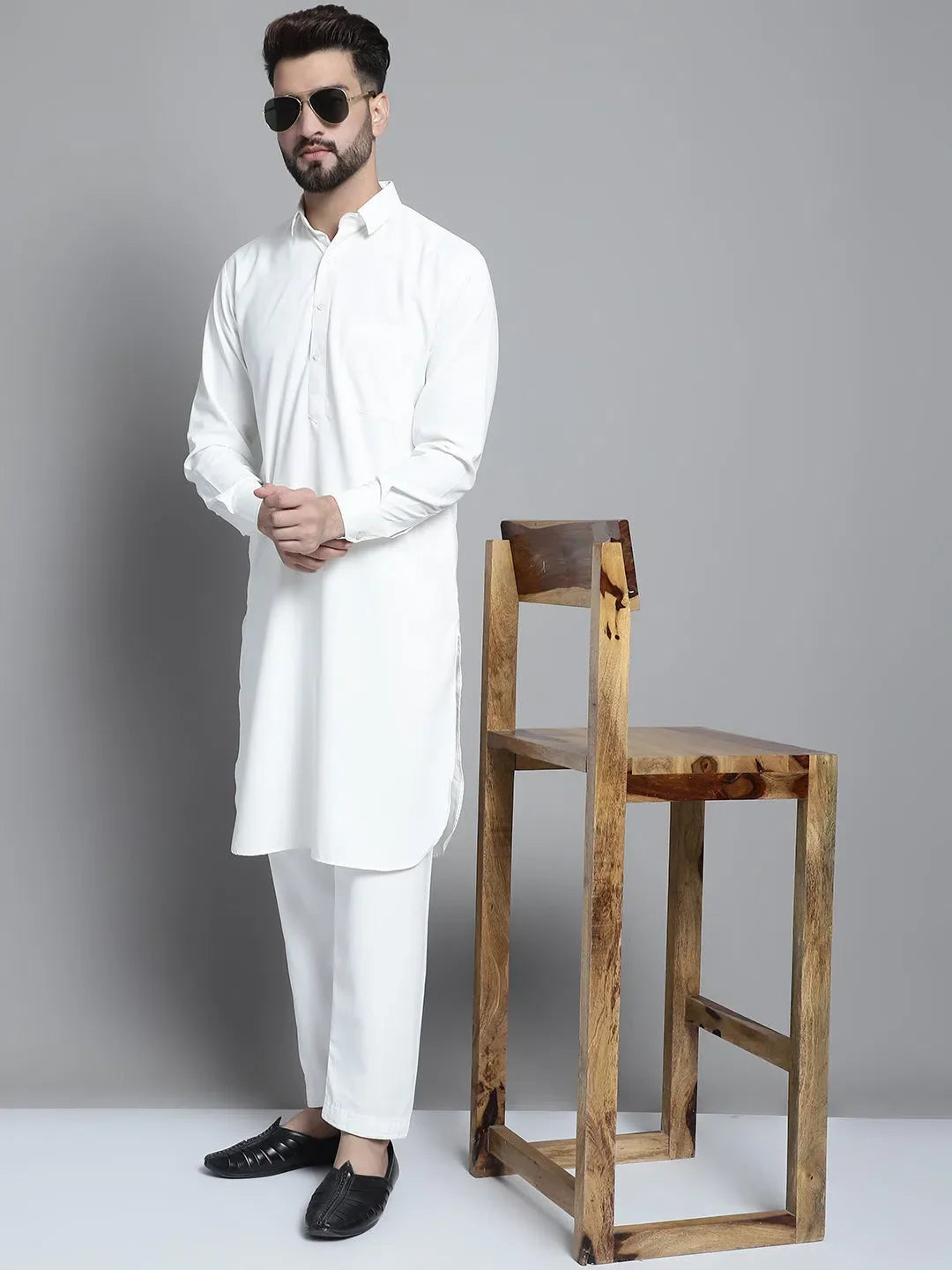 White Cotton Solid Indian Wear JOKP_696White | DesiQlo