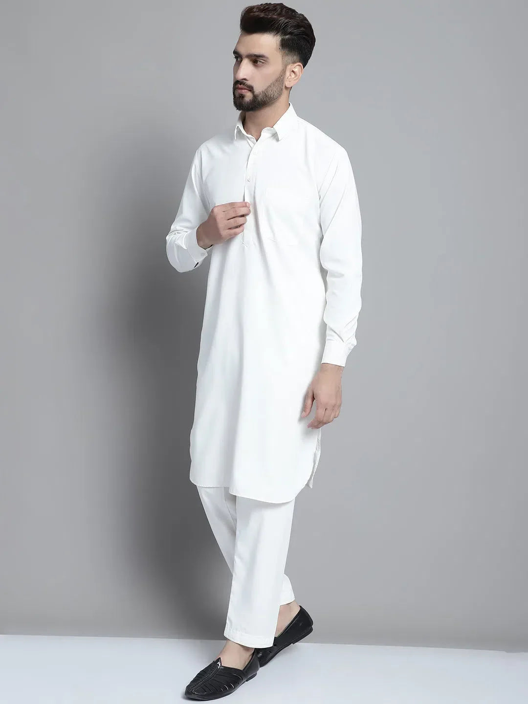 White Cotton Solid Indian Wear JOKP_696White | DesiQlo